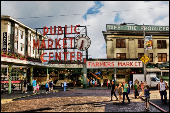 Pike Place Market-パイクプレイスマーケット、ワシントン州シアトル