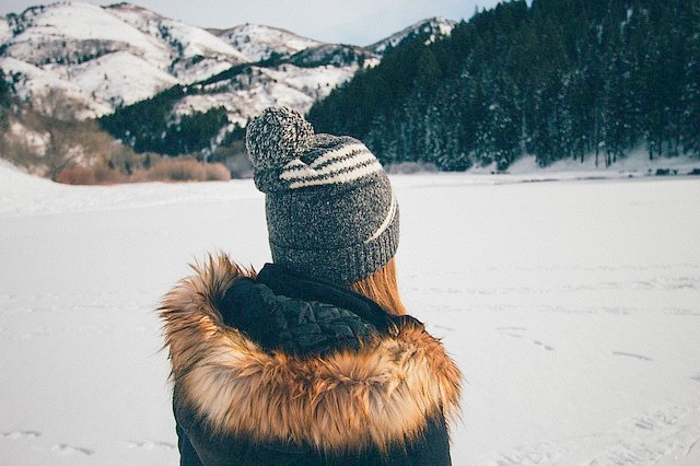 雪山、女性